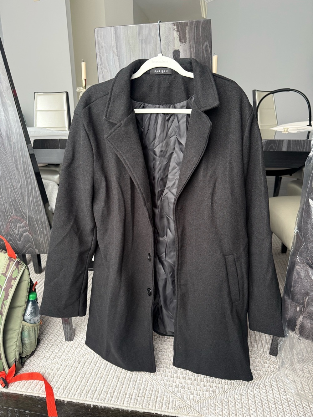 Men’s Black Wool Pea Coat — Classic Tailored Design